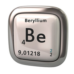 Beryllium Be chemical element from the periodic table 3d illustration on white background