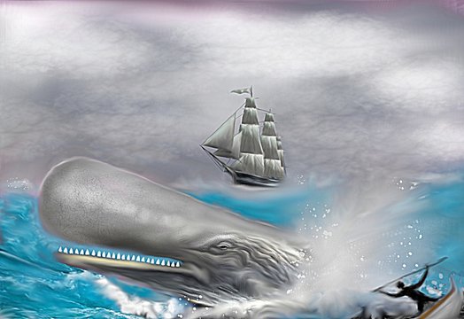 Moby Dick Colored Illustration