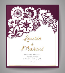 Wedding Floral Invitation. Template for laser cutting. Vector illustration. - 239878792