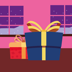 christmas gift boxes in the room