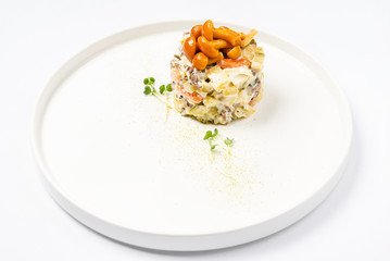 Russian salad with mushrooms