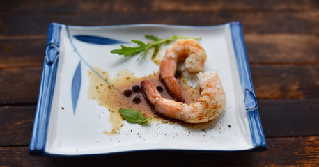 fresh boiled shrimp with spices
