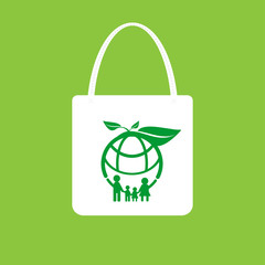 Ecology concept,eco-friendly fabric bag ideas.Vector illustration