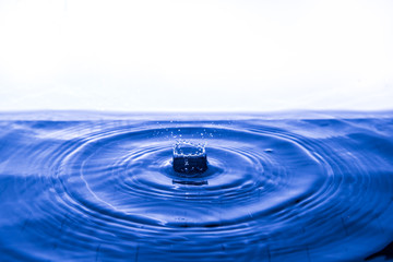 Water drop falling into water making a concentric circles 