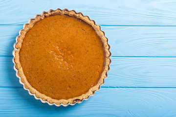 Homemade american traditional pumpkin pie