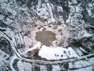 the muddy volcano seen from above at winer