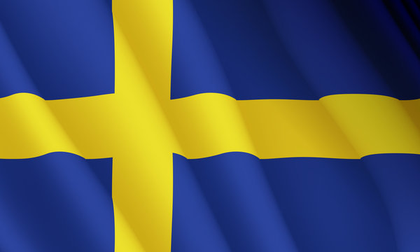 Graphic illustration of a flying Swedish flag