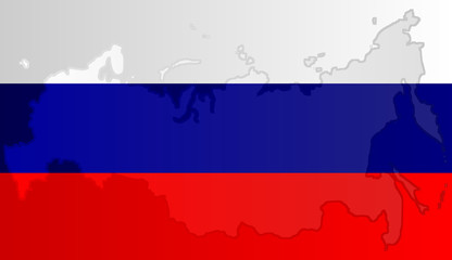 Graphic illustration of a Russian flag with a contour of its borders