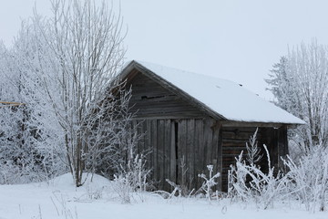 abandoned house in winter season