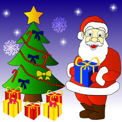 Santa Claus with a Christmas tree