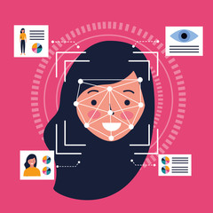woman face scan process gadget