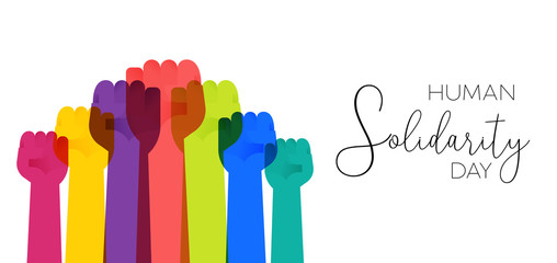 Human Solidarity Day illustration colorful hands