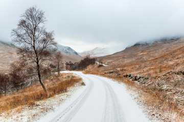 Obraz na płótnie Canvas Winter at Glen Etive in Scotland