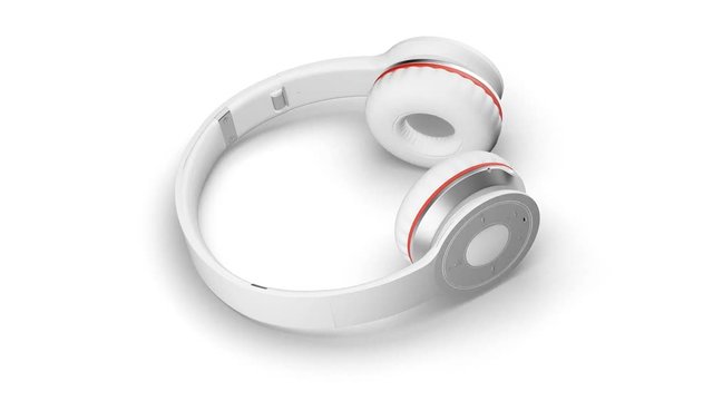 White headphones on white 3d render Isometric view