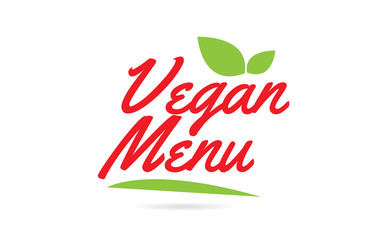 Vegan Menu hand written word text for typography design in red