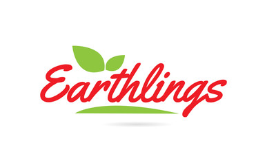 Earthlings hand written word text for typography design in red