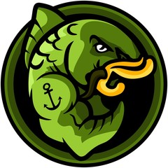 Angry strong Carp, vector illustration