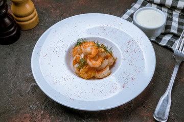 boiled shrimp on plate