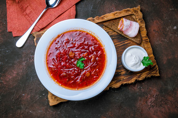 Borscht with sour cream