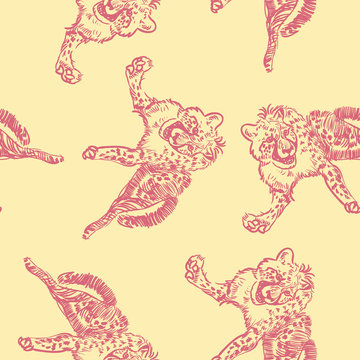 Running cheetah seamless pattern.