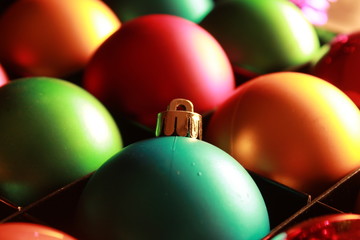 Colorful Christmas tree balls and garlands