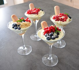 dessert with fresh fruits