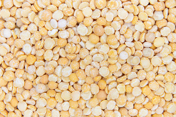 Dry Yellow Peas Background. Healthy Vegetarian or Vegan Grain Food Texture.