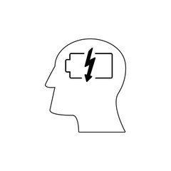 Head with battery work icons come up idea