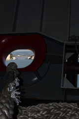 Vertical View of the Taranto Swing Bridge Taken from a Hole of a Ship before the Transit