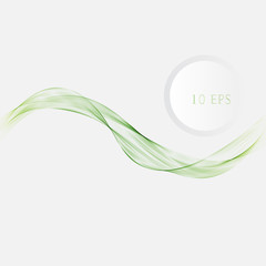 Abstract green wavy lines. Colorful vector background. smoke