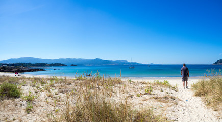 Playas en la zona de Muros a Corrubedo en la Costa da Morte de Galicia, España, verano de 2018
