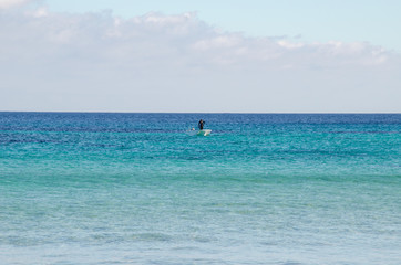 Fototapeta na wymiar Photograph of the blue sea in Menorca