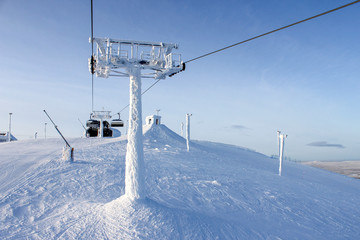ski lift in mountains