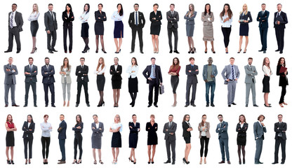 collage of a variety of business people standing in a row - obrazy, fototapety, plakaty