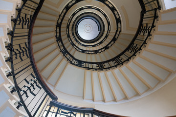 hypnotic pattern of a spiral staircase