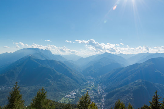 Panorama of terre di pedemonte and Centovalli from cimetta