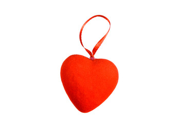 Red heart isolated on the white background