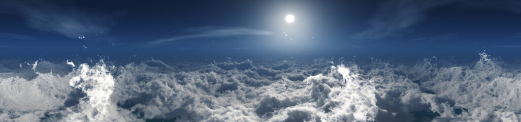 Above the clouds, Snow clouds, a panorama of clouds, the sky with clouds from above
