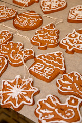 Christmas gingerbread handmade on confectionery paper.