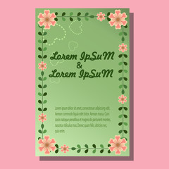 The pattern in the form of a frame ornament of apricot pink flowers and green leaves.