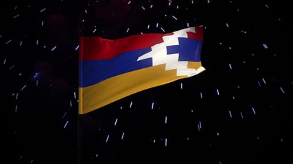 New year firework flag of Artsakh Nagorno-Karabakh