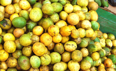 Fresh green and yellow  passion fruit