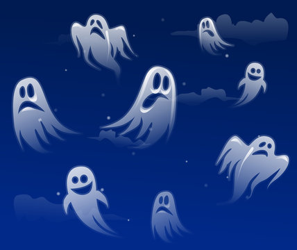 Ghost apparition spook horror a friendly Ghost funny starry sky