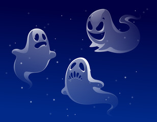 vector set of ghost apparition spook horror a friend ghost funny starry sky