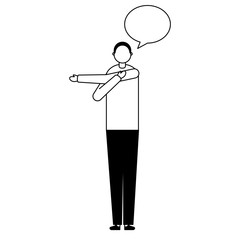 man stretching activity speech bubble