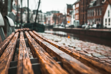 old bench in port