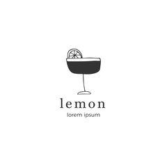 Vector hand drawn logo template, a cocktail.