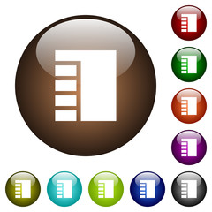 Vertical tabbed layout active color glass buttons