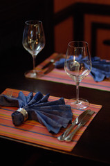 Served table with two wine glasses