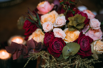 bouquet of roses on a table
